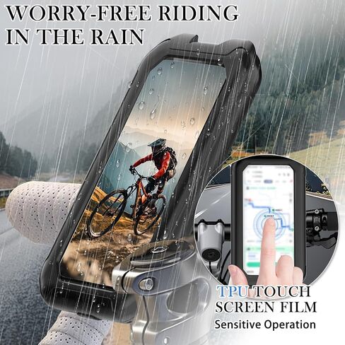 Motorcycle Phone Mount with Water Proof Design,Full Wrap Bike Phone Holder Mount with Sensitivity Touch & 360° Adjustable Ball Joint,Fall Resistant Cell Phones Holder for Bike in Saudi Arabia