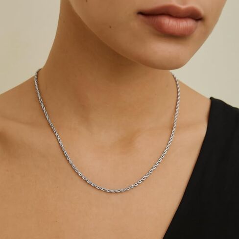 Twisted Rope Chain Necklace for Men and Women, 2mm/3mm Stainless Steel Chain, Available in 18–24 Inches, Stylish Everyday in Saudi Arabia