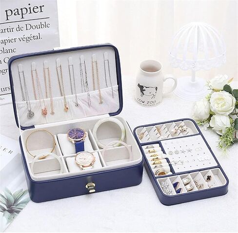 Double Layer PU Large Capacity Earrings Box Earrings Ring Multifunctional Box in Saudi Arabia