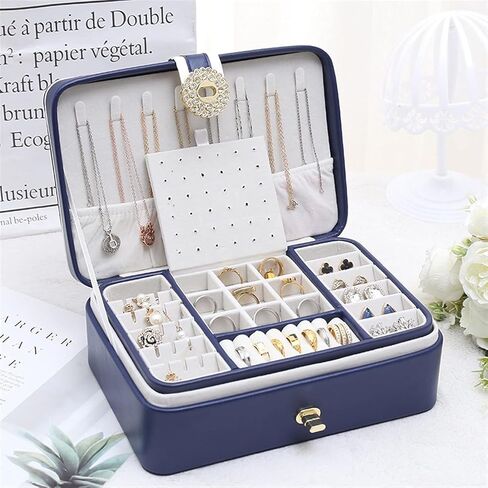 Double Layer PU Large Capacity Earrings Box Earrings Ring Multifunctional Box in Saudi Arabia