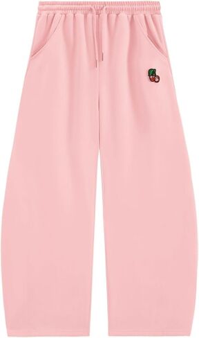 Aelfric Eden الكرز التطريز فضفاض برميل Sweatpants بنطال ذو قصة أرجل واسعة مفتوح من الأسفل عادية Y2K صالة رياضية بنطال رياضي in Saudi Arabia