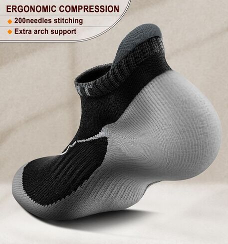Mens Socks 6 Pairs-Athletic Ankle Socks Cushioned No Show For Men Running-Arch Compression Support in Saudi Arabia