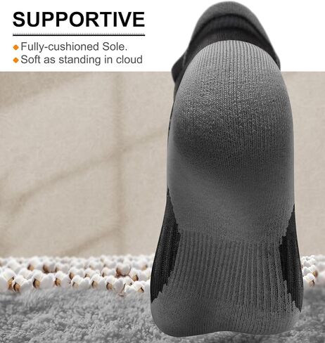 Mens Socks 6 Pairs-Athletic Ankle Socks Cushioned No Show For Men Running-Arch Compression Support in Saudi Arabia