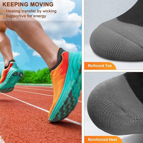 Mens Socks 6 Pairs-Athletic Ankle Socks Cushioned No Show For Men Running-Arch Compression Support in Saudi Arabia