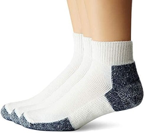 Thorlos Unisex Running Maximum Cushion Ankle Socks 3 Pair Pack, White/Navy, Large, with Helicase sock rings in Saudi Arabia