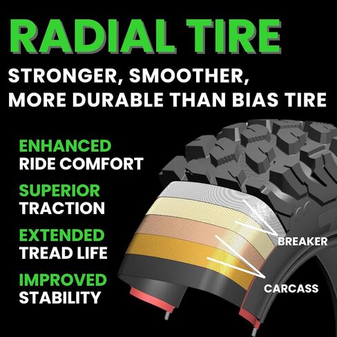 RUNIX UTV SxS Radial Tires, RUNIX ClawTrek, 30X10R14, 30X10-14, Set of 4, Radial Tire, All Terrain, Sand, 8PR, Tubeless in Kuwait