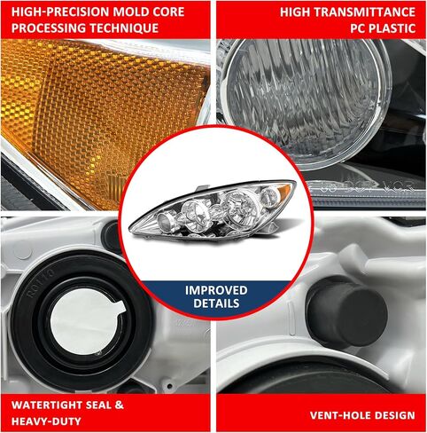 Headlights Assembly Compatible with 2000 2001 Toyota Camry 00 01 Camry Headlamp with Chrome Housing Amber Reflector Driver and Passenger Side in Saudi Arabia