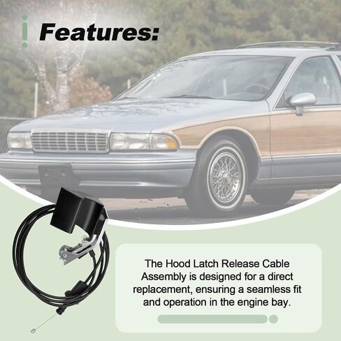 مجموعة كابل تحرير مزلاج غطاء المحرك مع مقبض متوافق مع 1994-1996 Chevy Caprice Impala 1994-1996 Fleetwood 1994-1996 Roadmaster استبدال الهيكل التجاري 912-475 10161931 10259265 in Saudi Arabia
