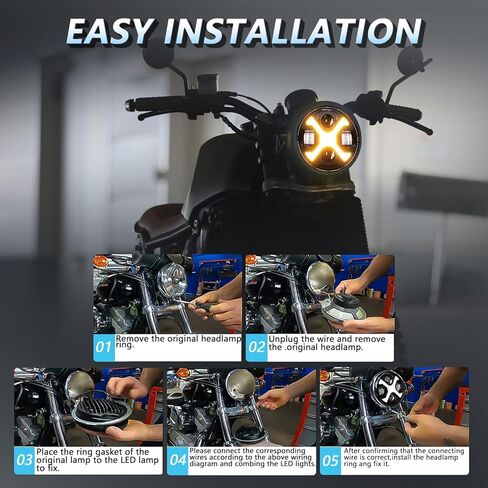 مصباح أمامي LED مقاس 7 بوصات من MONDEVIEW للدراجات النارية مع شعاع مغلق عالي/منخفض متوافق مع Street Glide، Softail Heritage، Road King، Electra Glide in Kuwait
