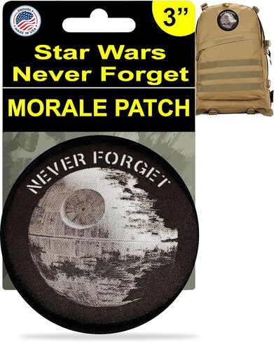 Never Forget Death Star Morale Patch | 3" Funny Patches by RedheadedTshirts | Make Vader Proud of Your Tactical Gear, Plate Carrier, Backpack, Vest or Hat | USA Made by Stormtroopers in Saudi Arabia