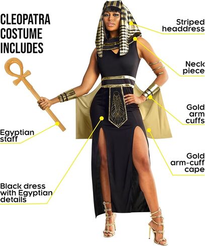 Morph Cleopatra Costume for Women With Staff - Egyptian Halloween Costume For Women, Cleopatra Costumes Adult in Saudi Arabia