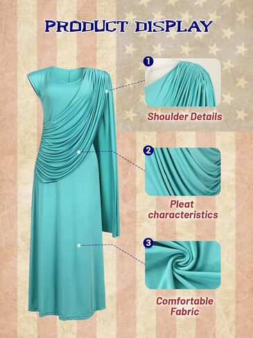 Statue of Liberty Greek Goddess Costume, White Long Dress, Halloween Cosplay Outfit in Saudi Arabia
