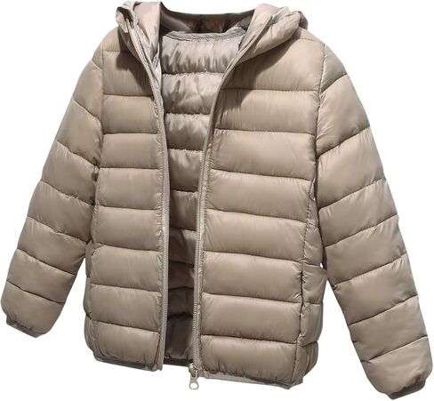 Girls Lightweight Jacket Fall Teen Zip up Hooded Puffer Jackets with Pockets Boys Winter Coat Kids Winter Clothes in Saudi Arabia
