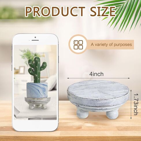 Set of 2 Mini Wood Risers for Decor Round Wooden Riser Small Wooden Stool Display Riser Stand Farmhouse Risers Rustic Wood Pedestal for Plant Pot Tiered Tray Decor Cake Food Collection Display (Brown) in Saudi Arabia