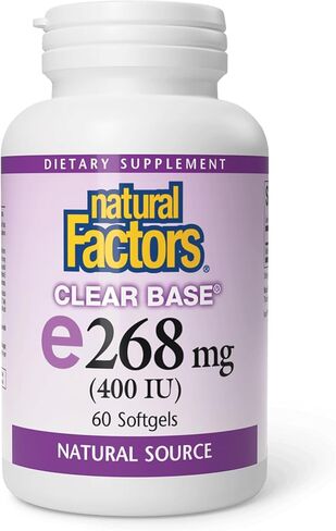 Natural Factors, فيتامين E ذو القاعدة الواضحة 400 وحدة دولية، دعم مضاد للأكسدة لصحة القلب والأوعية الدموية والصحة العامة، 60 كبسولة هلامية (60 حصة) in Saudi Arabia
