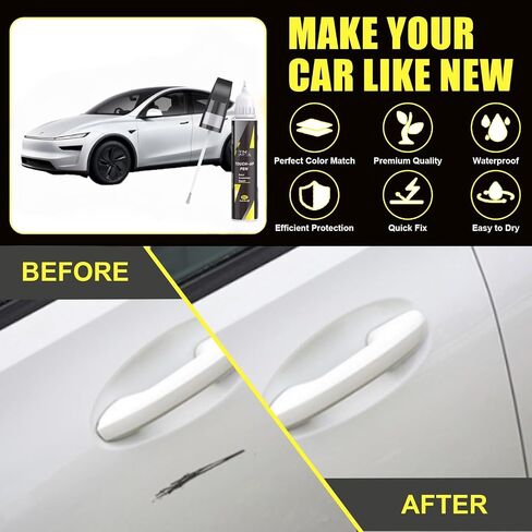 طلاء طلاء السيارة (Stealth Gray(PN01)) لـ Tesla، مزيل خدوش السيارة 2 في 1 مع طرف قلم وفرشاة، لون مطابق تمامًا لإصلاح خدوش طلاء السيارة، رقائق وخدوش سريعة وسهلة الإصلاح in Kuwait