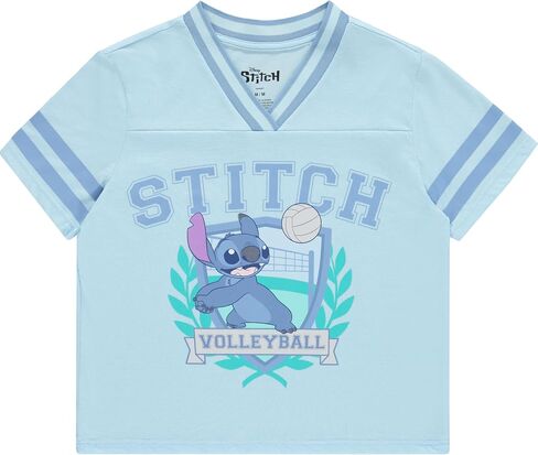 Disney Lilo and Stitch Girls Short Sleeve T-Shirt- Stitch Girls Volleyball Graphic V Neck Sizes 4-16 in Saudi Arabia