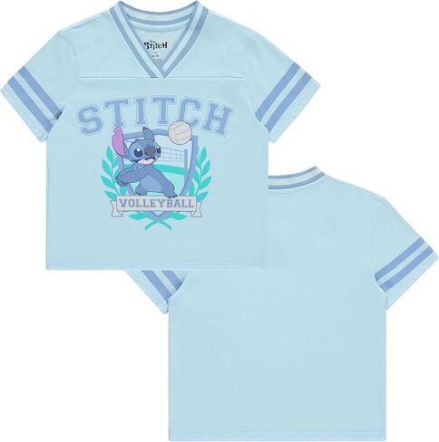 Disney Lilo and Stitch Girls Short Sleeve T-Shirt- Stitch Girls Volleyball Graphic V Neck Sizes 4-16 in Saudi Arabia