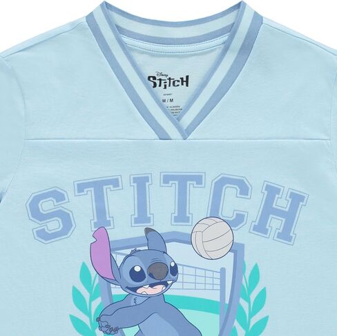 Disney Lilo and Stitch Girls Short Sleeve T-Shirt- Stitch Girls Volleyball Graphic V Neck Sizes 4-16 in Saudi Arabia