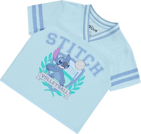 Disney Lilo and Stitch Girls Short Sleeve T-Shirt- Stitch Girls Volleyball Graphic V Neck Sizes 4-16 in Saudi Arabia