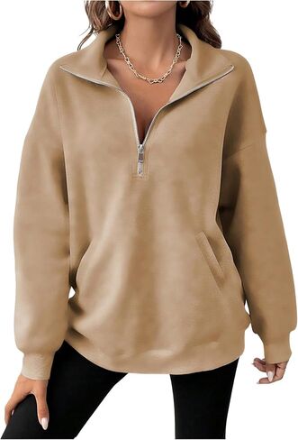 SOLY HUX Women's Half Zip Sweatshirt Drop Shoulder Long Sleeve Casual Pullover Tops with Pocket in Saudi Arabia
