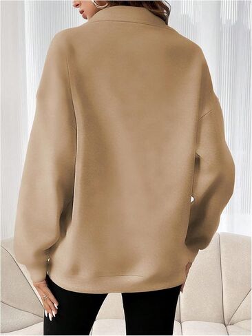 SOLY HUX Women's Half Zip Sweatshirt Drop Shoulder Long Sleeve Casual Pullover Tops with Pocket in Saudi Arabia