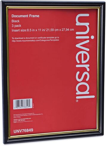 Universal UNV76849 8.5 in. x 11 in. All Purpose Insert Document Frame - Black/Gold (3/Pack) in Saudi Arabia