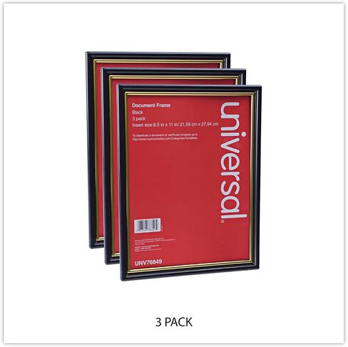 Universal UNV76849 8.5 in. x 11 in. All Purpose Insert Document Frame - Black/Gold (3/Pack) in Saudi Arabia