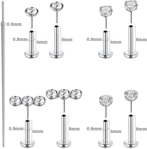 Mayhoop 14K الذهب أقراط مسمار الأنف 316L الفولاذ الجراحي دفع في حلقات الأنف مسطحة الظهر محارة الغضروف الزنمة الشفاه Labret اللولب ثقب المجوهرات هيبوالرجينيك للنساء الرجال 18G/20G in Saudi Arabia