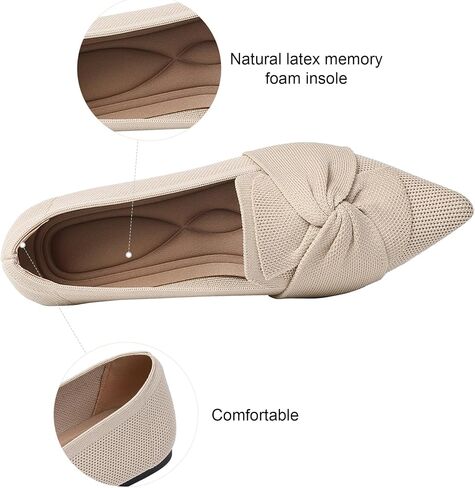 Flats for Womens Bow Comfortable Pointed Toe Ballet Flats with Knit Dressy Flats in Saudi Arabia