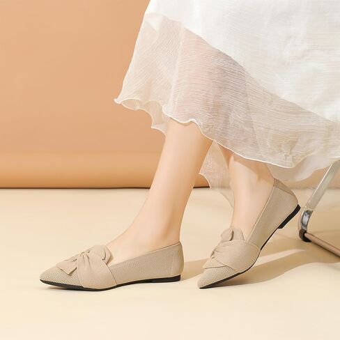Flats for Womens Bow Comfortable Pointed Toe Ballet Flats with Knit Dressy Flats in Saudi Arabia