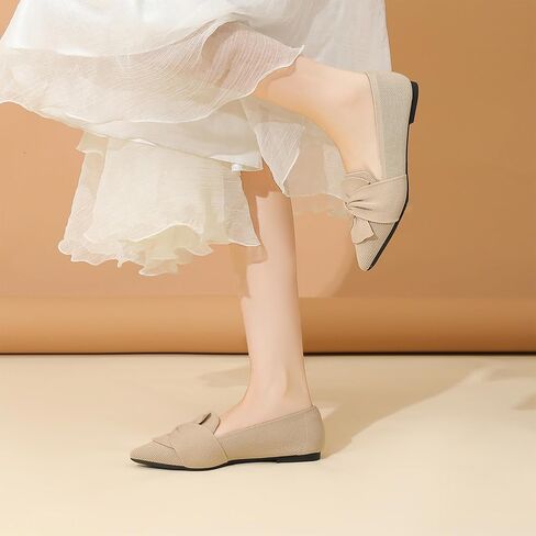 Flats for Womens Bow Comfortable Pointed Toe Ballet Flats with Knit Dressy Flats in Saudi Arabia