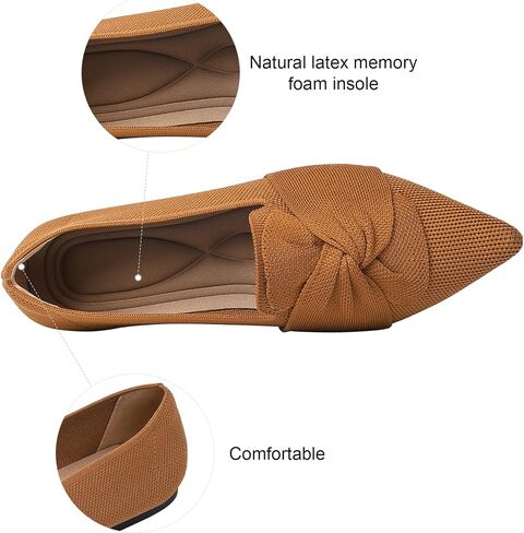 Flats for Womens Bow Comfortable Pointed Toe Ballet Flats with Knit Dressy Flats in Saudi Arabia