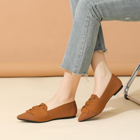 Flats for Womens Bow Comfortable Pointed Toe Ballet Flats with Knit Dressy Flats in Saudi Arabia