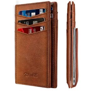 Zitahli Mens Slim Wallet - RFID Blocking Leather Bifold with Magnetic Closure, 12+ Card Capacity ID Window | Money Clip Gifts for Him in Kuwait