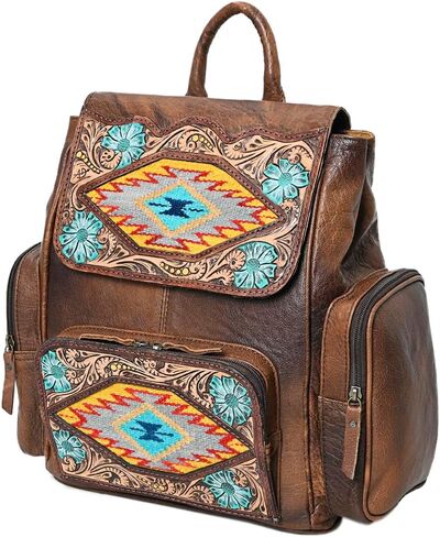 American Darling Women's Backpack Bag Hand Tooled Saddle Blanket western Genuine Leather Handbag in Saudi Arabia
