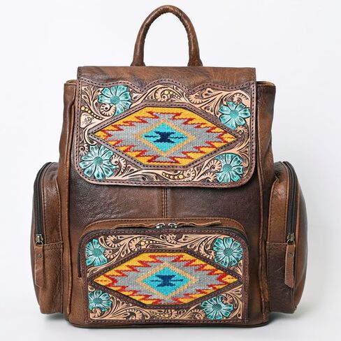 American Darling Women's Backpack Bag Hand Tooled Saddle Blanket western Genuine Leather Handbag in Saudi Arabia