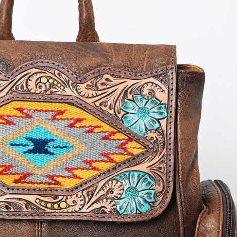 American Darling Women's Backpack Bag Hand Tooled Saddle Blanket western Genuine Leather Handbag in Saudi Arabia