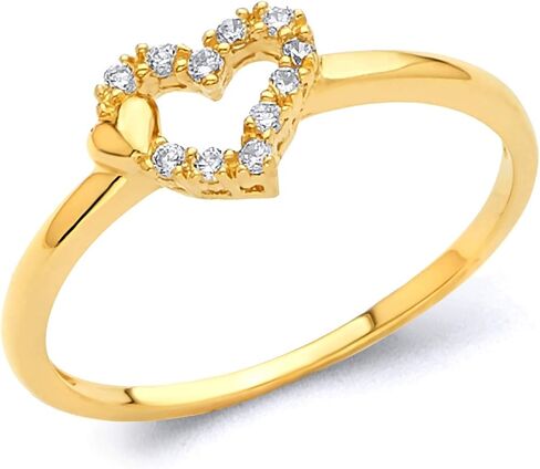 The World Jewelry Center 14k Yellow Gold Heart Fashion Ring in Saudi Arabia