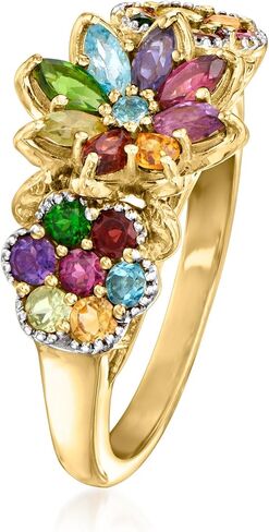 Ross-Simons 1.34 ct. t.w. Multi-Gemstone Floral Ring in 18kt Gold Over Sterling in Saudi Arabia