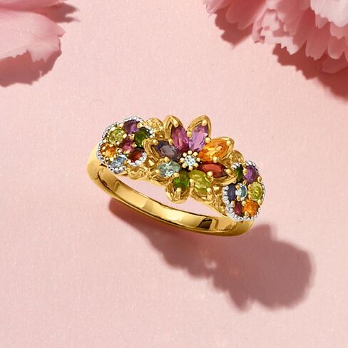 Ross-Simons 1.34 ct. t.w. Multi-Gemstone Floral Ring in 18kt Gold Over Sterling in Saudi Arabia