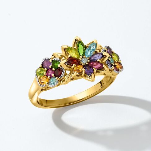 Ross-Simons 1.34 ct. t.w. Multi-Gemstone Floral Ring in 18kt Gold Over Sterling in Saudi Arabia