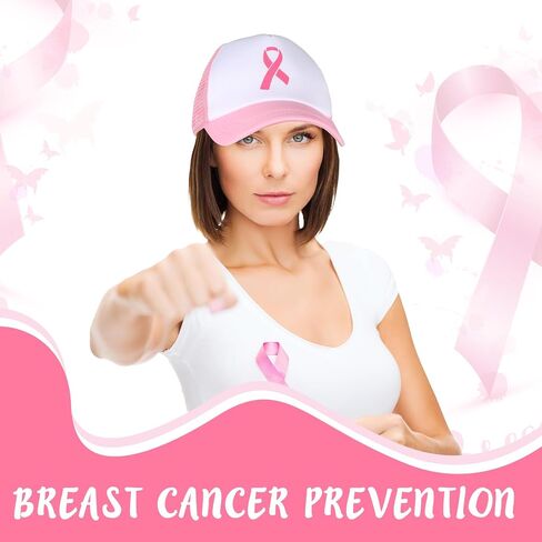 Jeyiour 12 Pcs Women Breast Cancer Awareness Hats Pink Ribbon Baseball Caps Adjustable Cotton Mesh for Ladies Girls Decor in Saudi Arabia