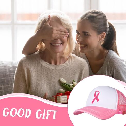 Jeyiour 12 Pcs Women Breast Cancer Awareness Hats Pink Ribbon Baseball Caps Adjustable Cotton Mesh for Ladies Girls Decor in Saudi Arabia