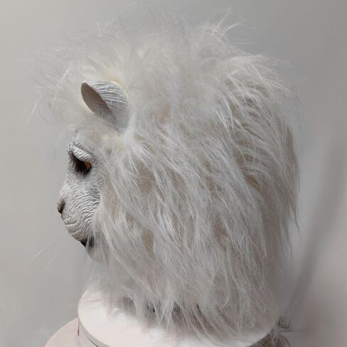 Realistic Lion Mask,Funny Full Head White Lion Head Mask,Unisex Adults Furry Plush Beast Masks Costume for Halloween Animal Cosplay Party,Fursuit Head Masks in Saudi Arabia
