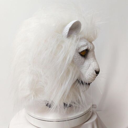 Realistic Lion Mask,Funny Full Head White Lion Head Mask,Unisex Adults Furry Plush Beast Masks Costume for Halloween Animal Cosplay Party,Fursuit Head Masks in Saudi Arabia