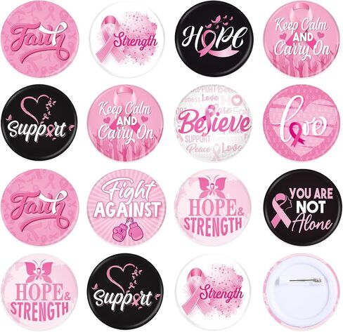 30 Pcs Breast Cancer Awareness Badges Pins,Pink Ribbon Button Pins Brooch Round Lapel Pins Accessories Stuff for Women Backpacks Clothes Hats Bags Event Marathon Survivor Gifts Party Supplies Favors in Saudi Arabia