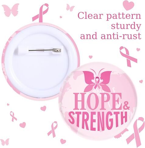 30 Pcs Breast Cancer Awareness Badges Pins,Pink Ribbon Button Pins Brooch Round Lapel Pins Accessories Stuff for Women Backpacks Clothes Hats Bags Event Marathon Survivor Gifts Party Supplies Favors in Saudi Arabia
