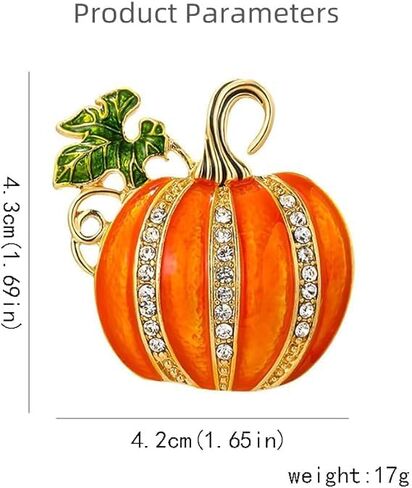12 Pcs Rhinestone Gold Enamel Pumpkin Brooch Pins, Brooches And Pins For Women Bulk, Gold Tone Enamel, Green Leaf, 1.69 x 1.65 in, 17 g （12pcs） in Saudi Arabia