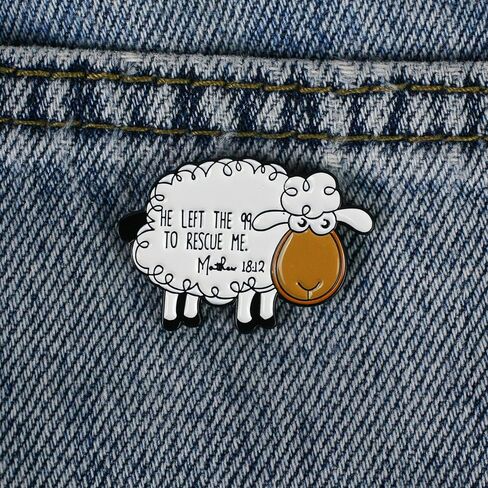 Christian Shepherd Enamel Pins, He Left The 99 Lost Sheep Brooch Pin, Gift For Jesus Lover God Lover Christian Devotee, Matthew 18 12 Bible Verse Brooches, Religious Lapel Badge, Jesus Rescue Decorative Jewelry in Saudi Arabia